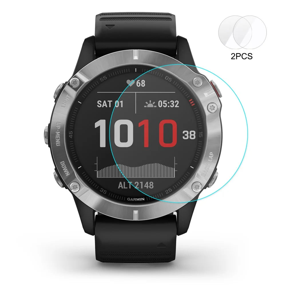 HAT PRINCE 2PCS 0.2mm Tempered Glass Screen Protector 9H 2.15D for Garmin Fenix 6X / 6X Pro Solar 51mm - 1