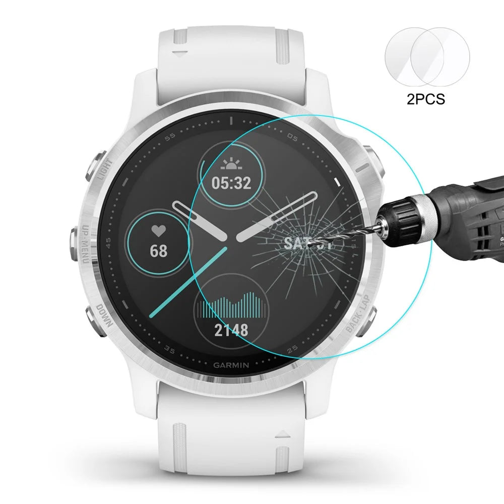 HAT PRINCE 2PCS 0.2mm Tempered Glass Screen Protectors 9H 2.15D for Garmin Fenix 6S / 6S Pro / 6S Sapphire 42mm - 2