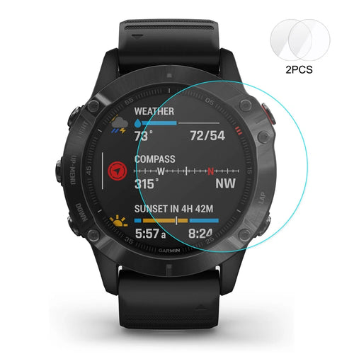 HAT PRINCE 2PCS Tempered Glass Screen Films 0.2mm 9H 2.15D for Garmin Fenix 6 / 6 Pro / 6 Sapphire 47mm - 1