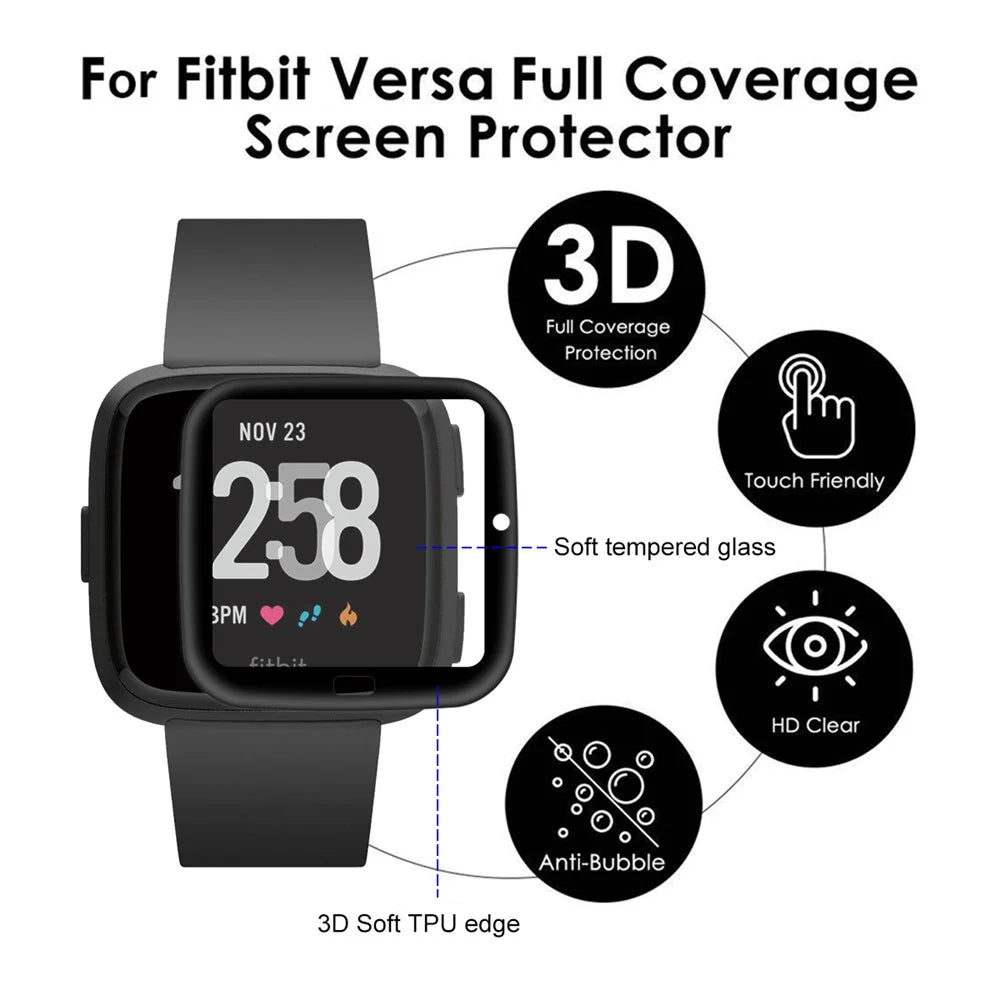 HAT PRINCE Full Size TPU Edge + PMMA Glass Screen Protector for Fitbit Versa (2018) - 3