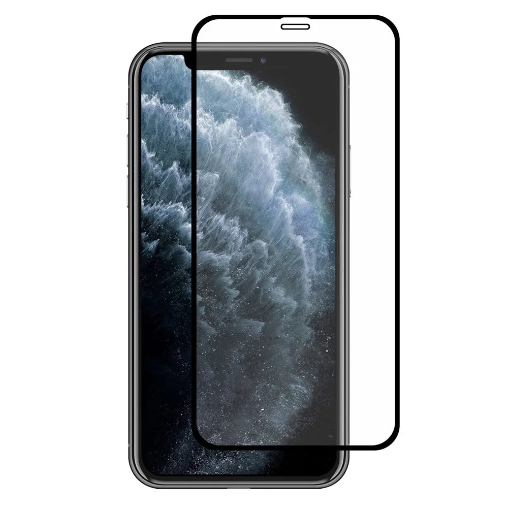 HAT PRINCE for iPhone 11 Pro Max/XS Max 0.26mm 9H 2.5D Curved Full Screen Film + 0.2mm 9H 2.15D Lens Film - Black - 2