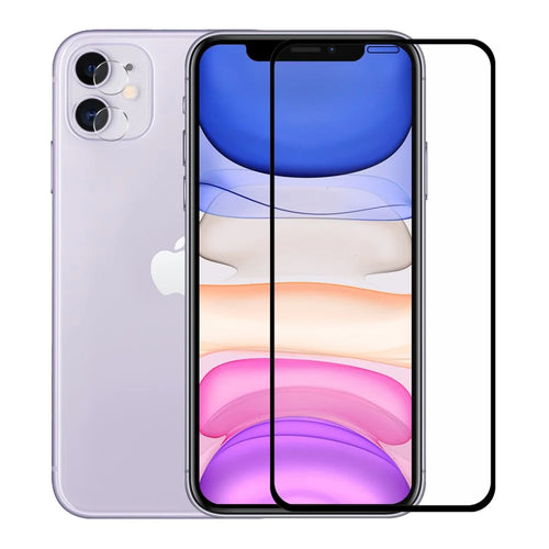 HAT PRINCE for iPhone 11/XR 0.26mm 9H 2.5D Curved Full Screen Protector Film + 0.2mm 9H 2.15D Lens Protector - Black - 1