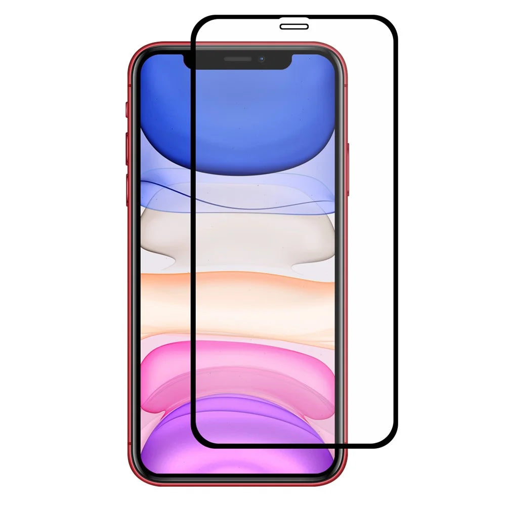 HAT PRINCE for iPhone 11/XR 0.26mm 9H 2.5D Curved Full Screen Protector Film + 0.2mm 9H 2.15D Lens Protector - Black - 2