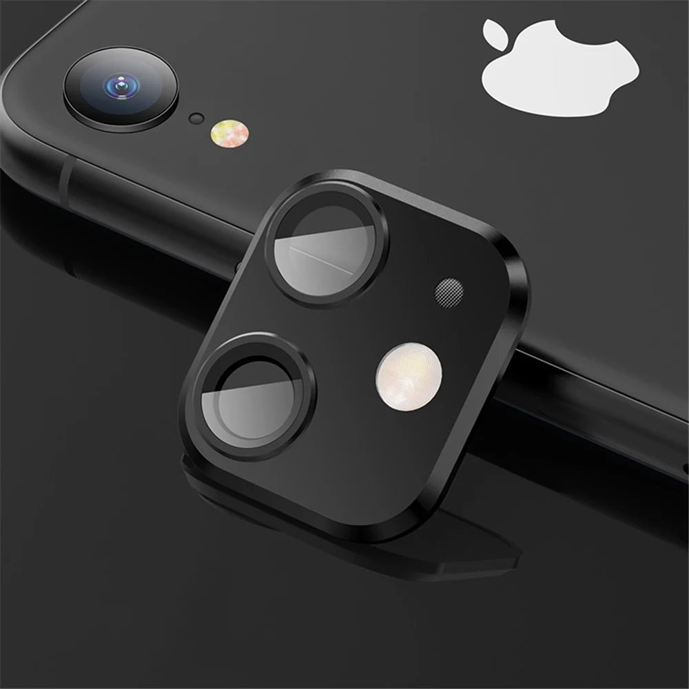 Disguise Into iPhone 11 Camera Lens Sticker Upgraded Metal Cover for Apple iPhone XR 6.1 inch - Black - 1