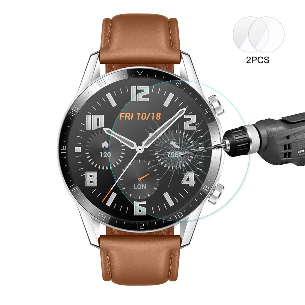 2PCS HAT PRINCE for Huawei Watch GT 2 46mm (2019) Tempered Glass Screen Protector 0.2mm 9H 2.15D Arc Edge - 1