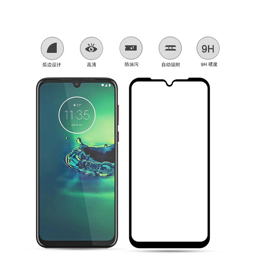 MOCOLO Silk Printing Anti-explosion Tempered Glass Full Size Screen Film [Full Glue] for Motorola Moto G8 Plus - 2