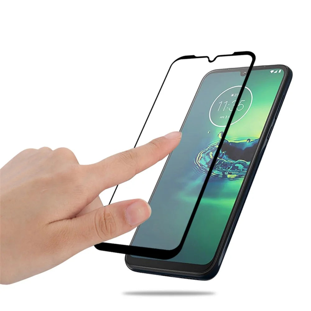 MOCOLO Silk Printing Anti-explosion Tempered Glass Full Size Screen Film [Full Glue] for Motorola Moto G8 Plus - 5