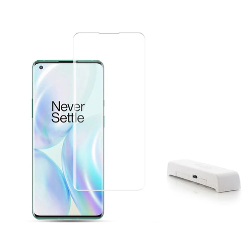 MOCOLO 3D Curved Edge [UV Light Irradiation] Film for OnePlus 8 Pro, Full Cover Full Glue Tempered Glass Screen Protector Case Friendly Anti-Bubble HD Clear - 1