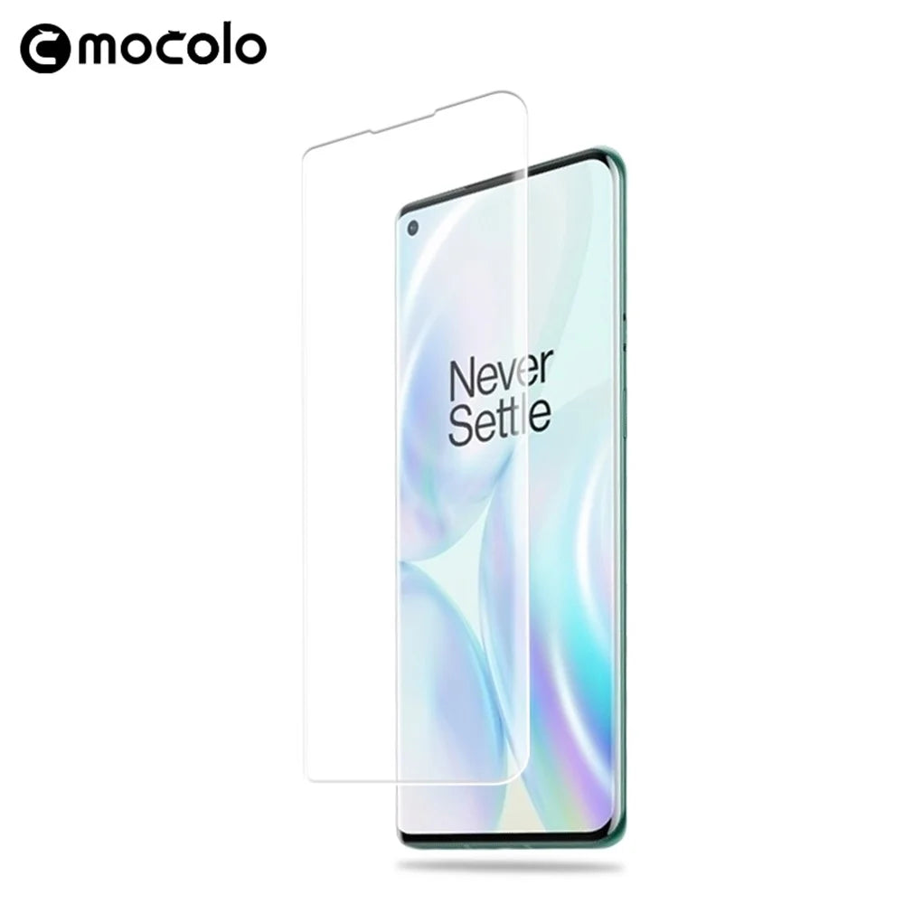 MOCOLO 3D Curved Edge [UV Light Irradiation] Film for OnePlus 8 Pro, Full Cover Full Glue Tempered Glass Screen Protector Case Friendly Anti-Bubble HD Clear - 2