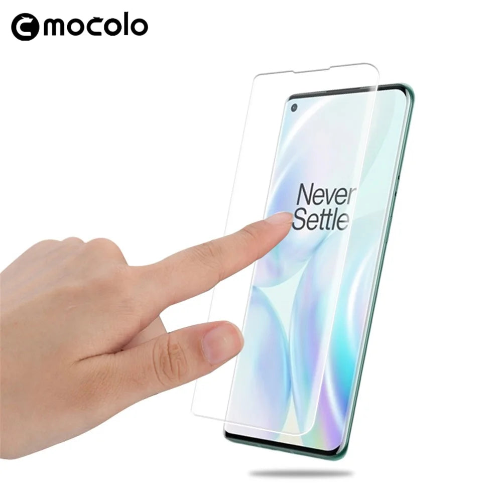 MOCOLO 3D Curved Edge [UV Light Irradiation] Film for OnePlus 8 Pro, Full Cover Full Glue Tempered Glass Screen Protector Case Friendly Anti-Bubble HD Clear - 3