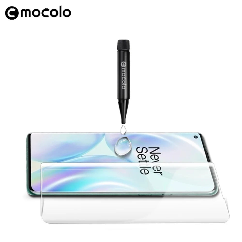 MOCOLO 3D Curved Edge [UV Light Irradiation] Film for OnePlus 8 Pro, Full Cover Full Glue Tempered Glass Screen Protector Case Friendly Anti-Bubble HD Clear - 4