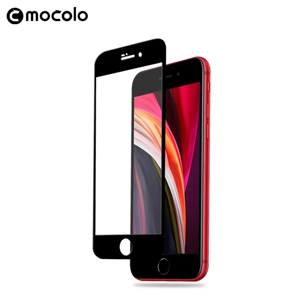 MOCOLO Silk Print Complete Covering Tempered Glass Screen Film for iPhone SE (2nd Generation) / 8 / 7 4.7" - Black - 4