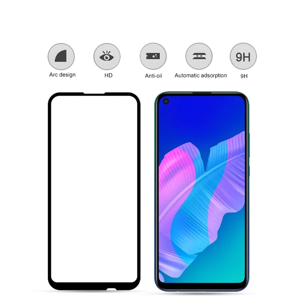 MOCOLO for Huawei P40 lite E / Y7p [Full Glue] Silk Printing Tempered Glass Full Screen Protector Anti-explosion - Black - 2