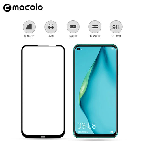 MOCOLO for Huawei P40 lite/Nova 7i/Nova 6 SE [Full Glue] Silk Printing Tempered Glass Full Screen Protector Film - Black - 2