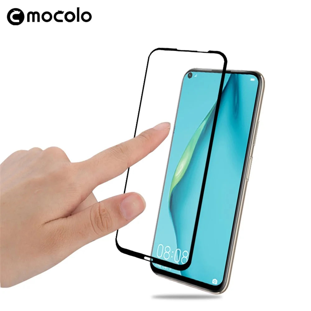 MOCOLO for Huawei P40 lite/Nova 7i/Nova 6 SE [Full Glue] Silk Printing Tempered Glass Full Screen Protector Film - Black - 6