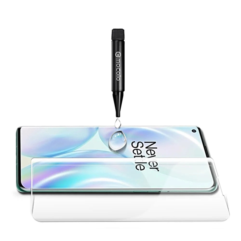 MOCOLO Liquid UV Tempered Glass Screen Protector for OnePlus 8, Full Edge 3D Curved Full Glue Film Anti-Scratch HD Clear - 6