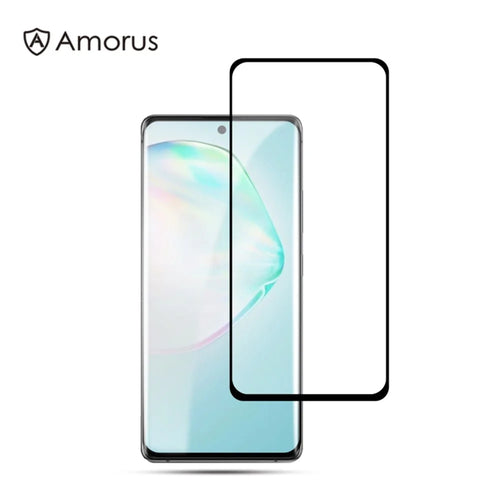 AMORUS Full Glue Full Cover Silk Printing Protective Tempered Glass  Screen Film for Samsung Galaxy A91 / S10 Lite - Black - 1