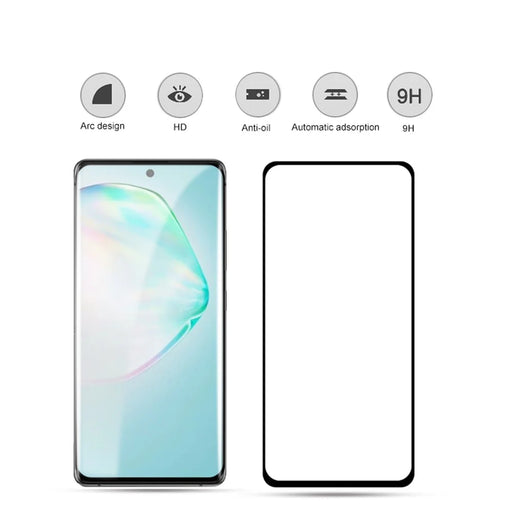 MOCOLO Silk Printing Tempered Glass Full Screen Covering Film [Full Glue] for Samsung Galaxy A91/S10 Lite - Black - 2