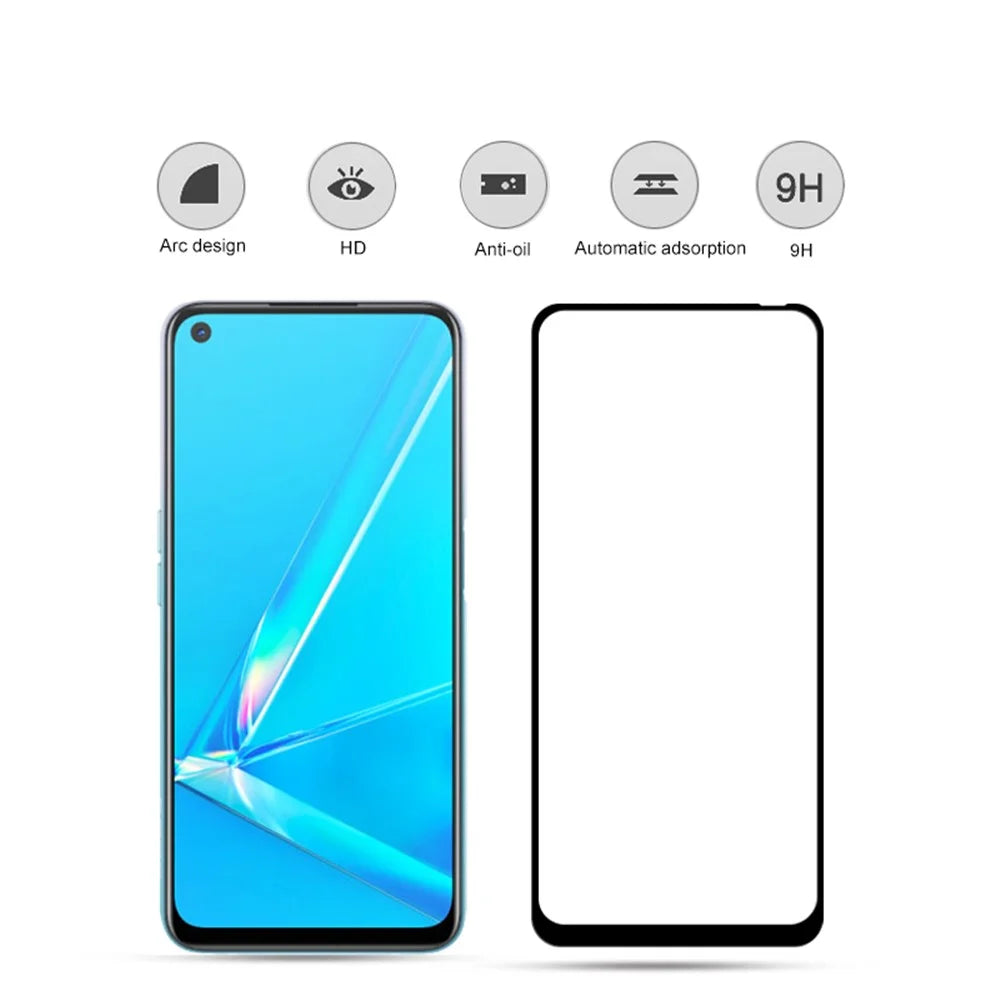 MOCOLO Silk Printing Anti-explosion Tempered Glass Full Size Screen Film [Full Glue] for Oppo A52/A92/A72 (2020) - Black - 2