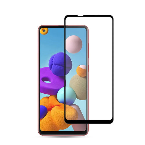 MOCOLO Silk Printing Tempered Glass Film for Samsung Galaxy A21s, HD Clear Full Size Full Glue Double Defense Anti-explosion Screen Protector - Black - 1