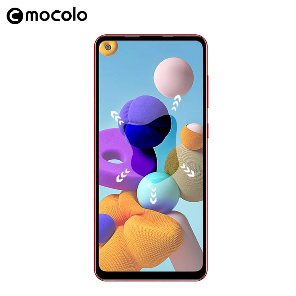 MOCOLO Silk Printing Tempered Glass Film for Samsung Galaxy A21s, HD Clear Full Size Full Glue Double Defense Anti-explosion Screen Protector - Black - 6
