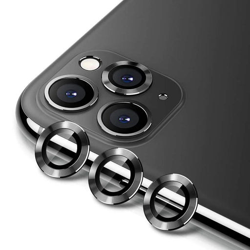 ENKAY 3Pcs/Set Metal Frame + Tempered Glass Phone Camera Lens Protector for Apple iPhone 11 Pro / 11 Pro Max - Black - 1