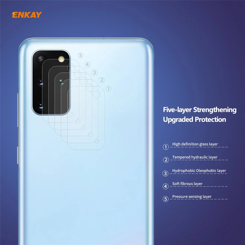 ENKAY HAT PRINCE 0.2mm 9H 2.15D Tempered Glass Camera Lens Protectors [Arc Edge] for Samsung Galaxy S20 Plus - 2