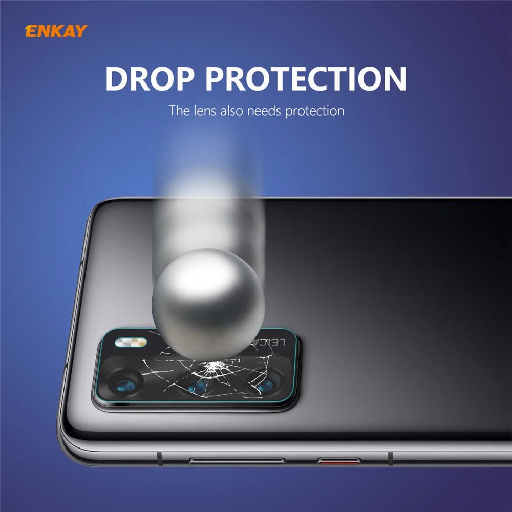 2Pcs ENKAY HAT PRINCE for Huawei P40 [0.2mm 9H 2.15D Arc Edges] Tempered Glass Back Camera Lens Guard Films - 3