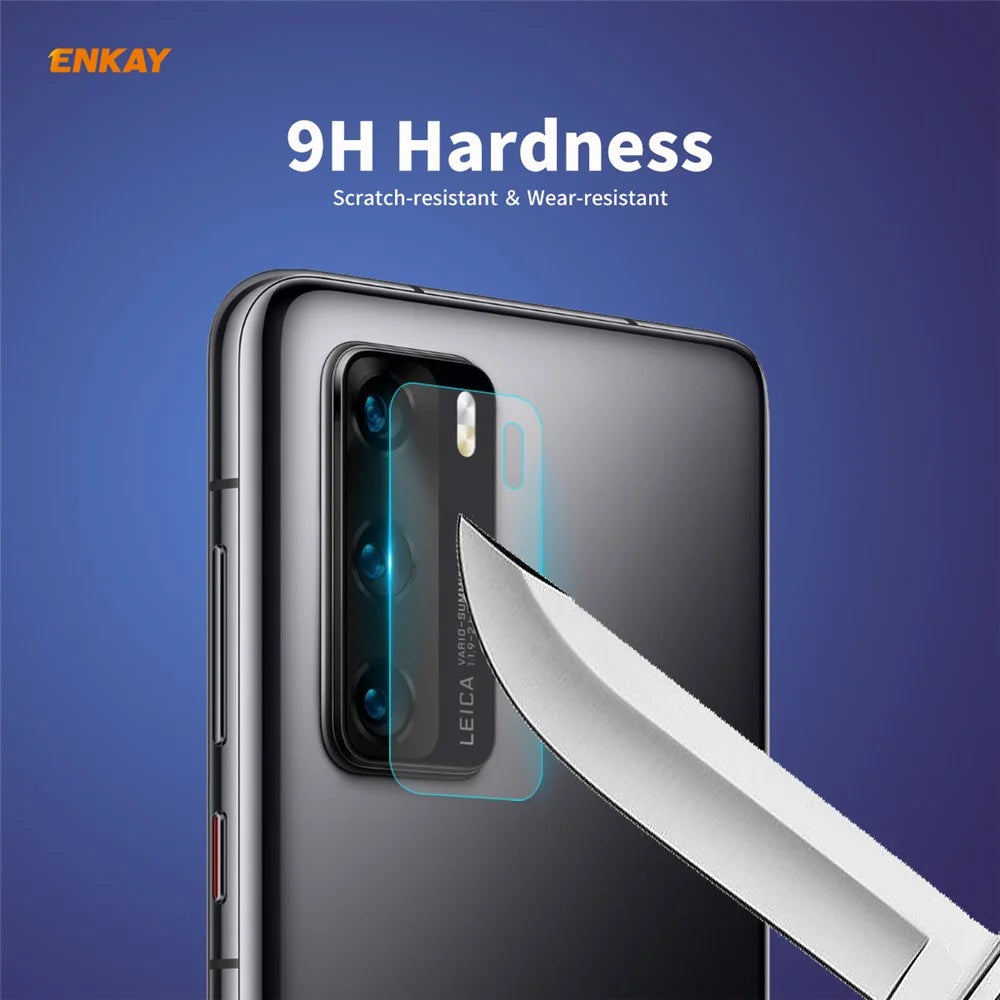 2Pcs ENKAY HAT PRINCE for Huawei P40 [0.2mm 9H 2.15D Arc Edges] Tempered Glass Back Camera Lens Guard Films - 4
