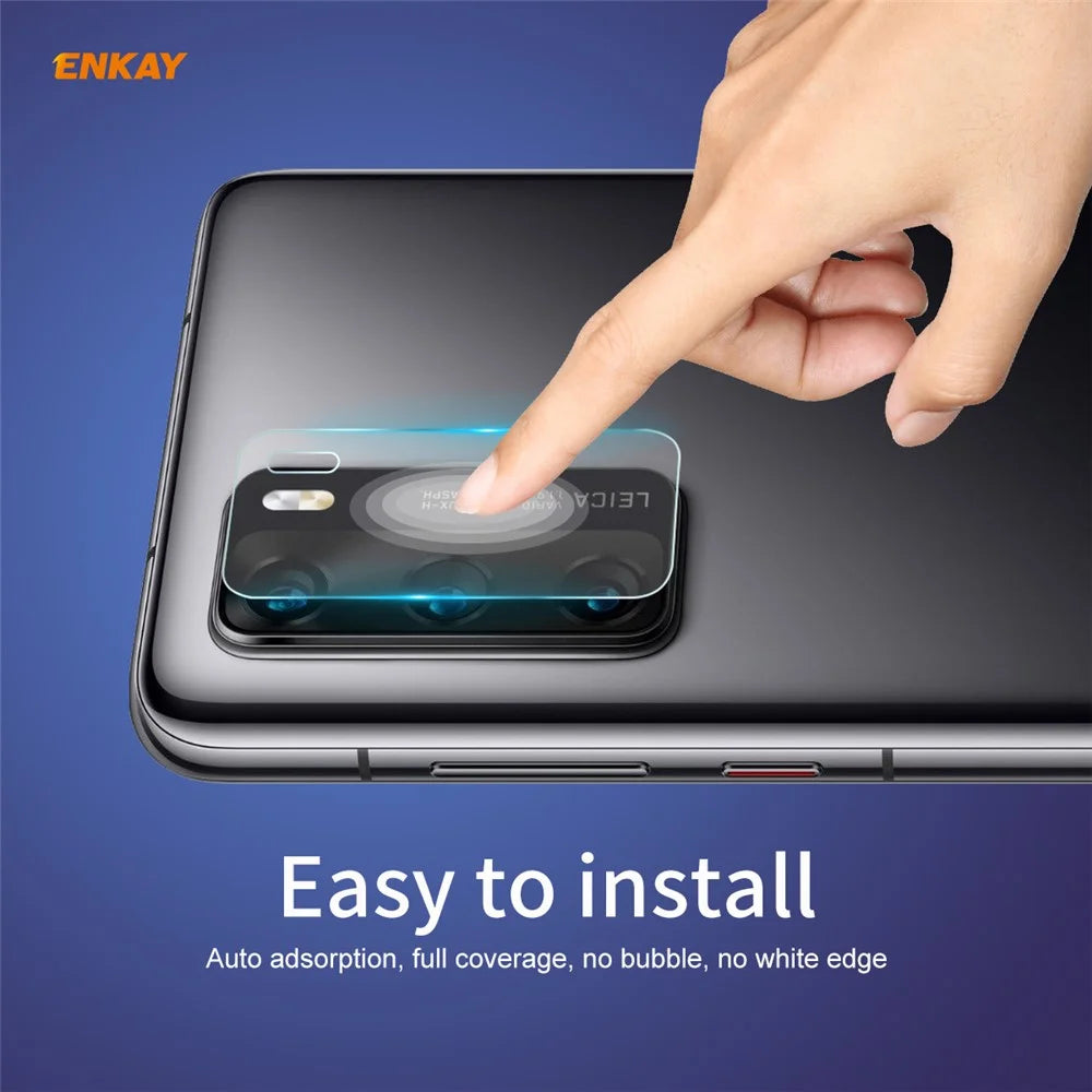 2Pcs ENKAY HAT PRINCE for Huawei P40 [0.2mm 9H 2.15D Arc Edges] Tempered Glass Back Camera Lens Guard Films - 5