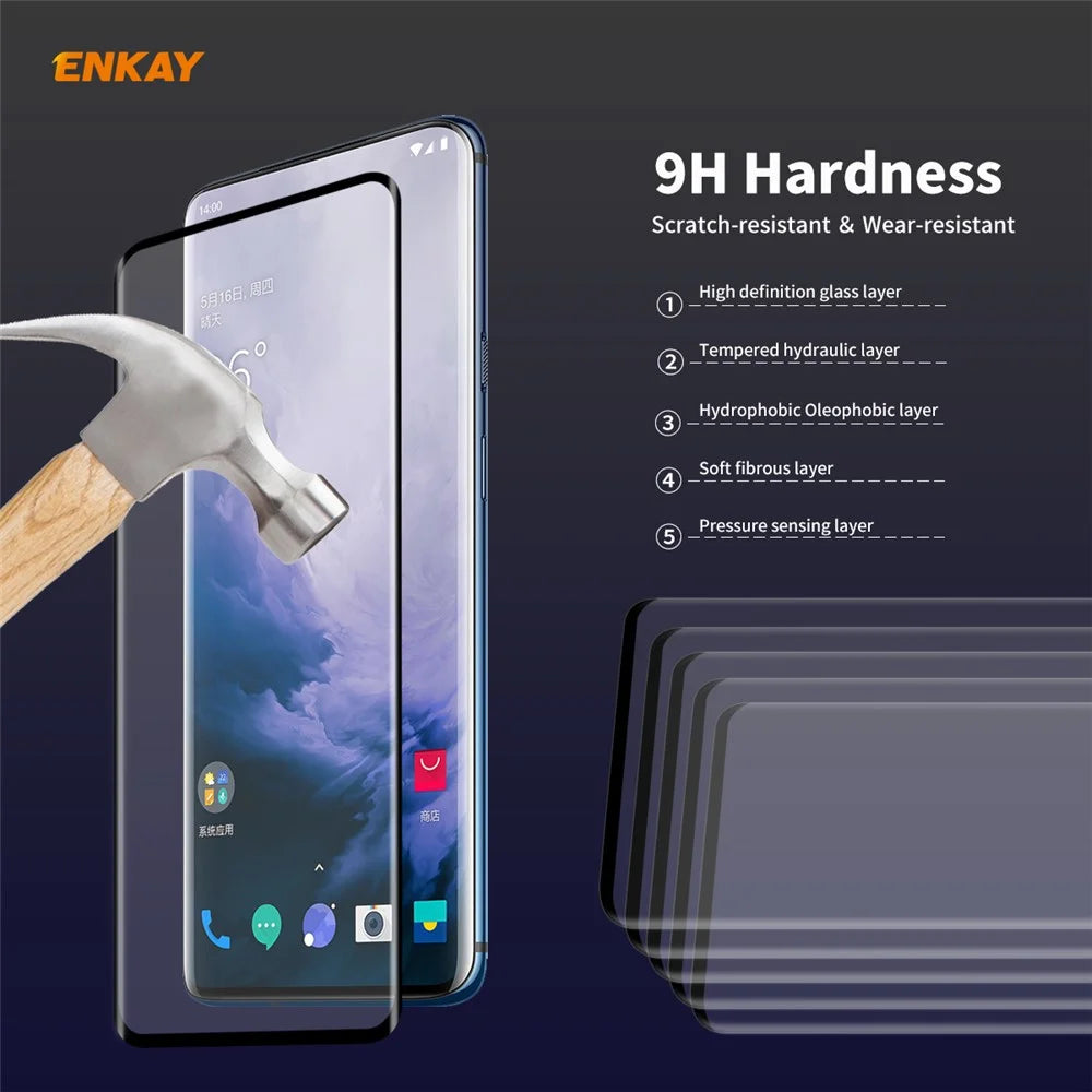 ENKAY 0.26mm 9H 3D Curved Full Glue Tempered Glass Full Screen Film for OnePlus 7T Pro/7 Pro - 6