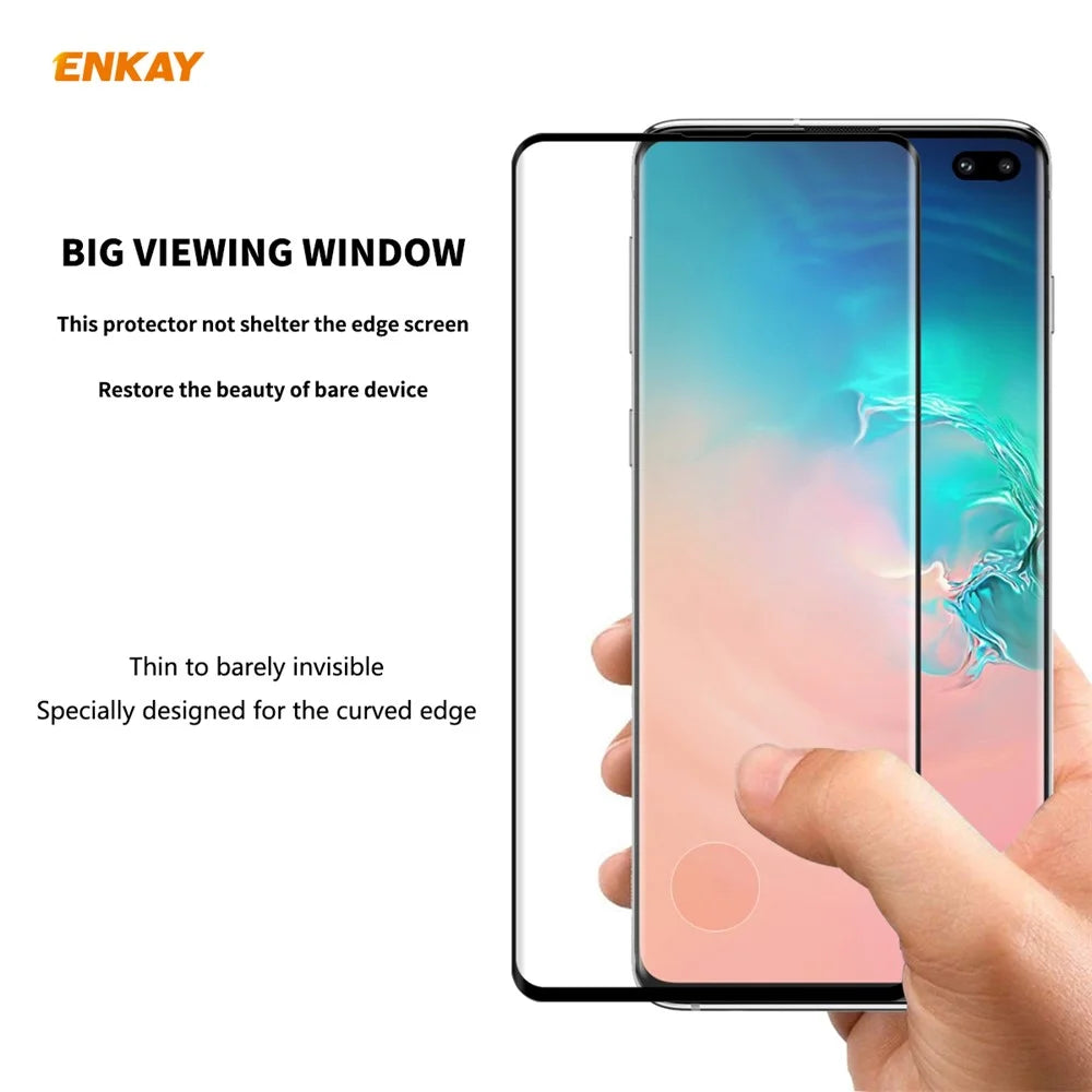 ENKAY 0.26mm 9H 3D Curved Full Glue Tempered Glass Full Screen Film Protector for Samsung Galaxy S10 Plus - 4