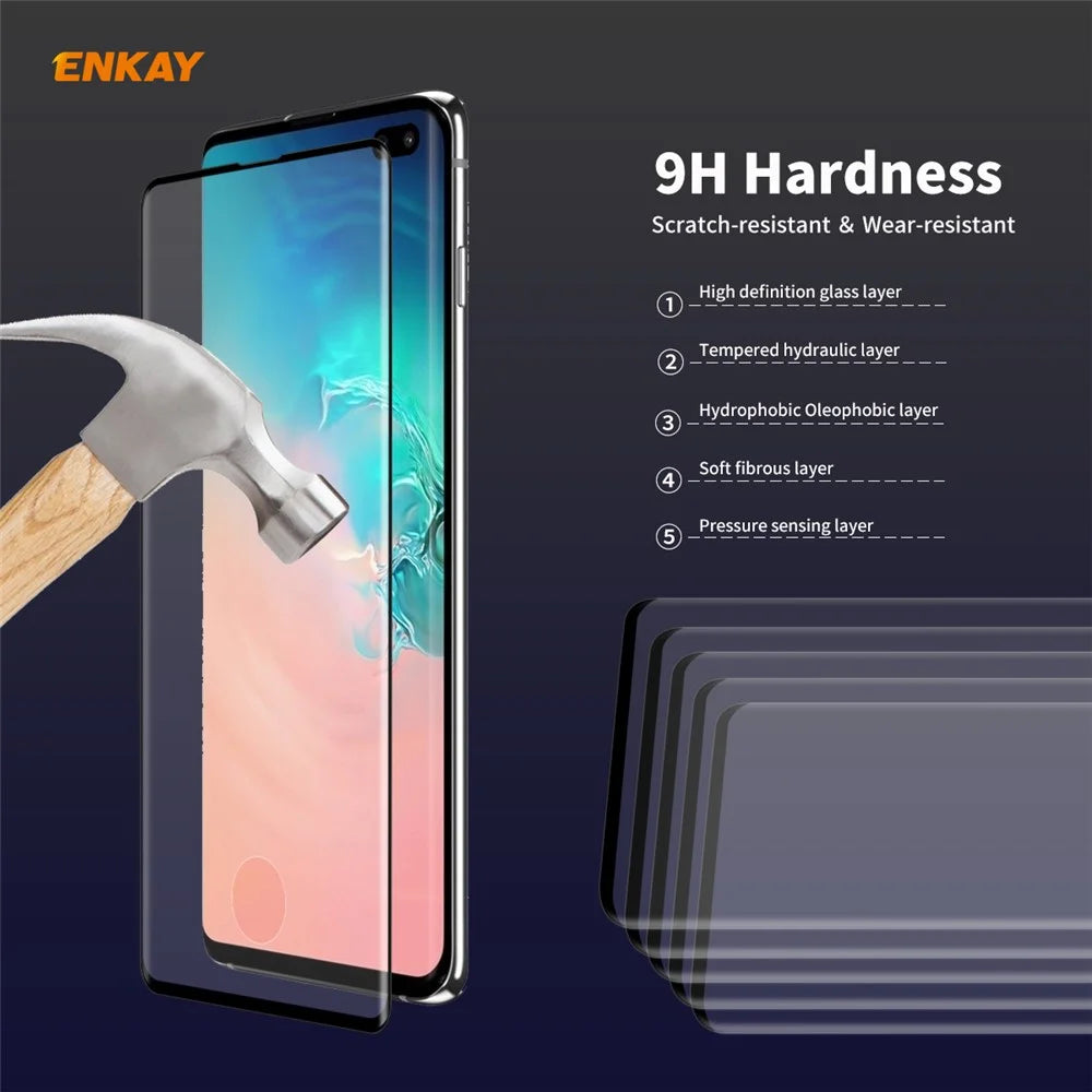 ENKAY 0.26mm 9H 3D Curved Full Glue Tempered Glass Full Screen Film Protector for Samsung Galaxy S10 Plus - 6