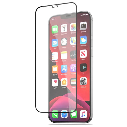 AMORUS Silk Printing Tempered Glass Film for iPhone 12 Pro Max 6.7 Inch, Full Coverage Full Glue Anti-Fingerprint Solid Defense Screen Protector - 1