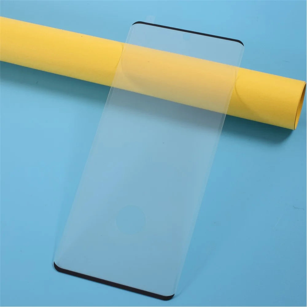 Silk Print Full Size Side Glue Tempered Glass Screen Protector, Support Fingerprint Unlock for Samsung Galaxy Note20 / Note20 5G - Black - 1