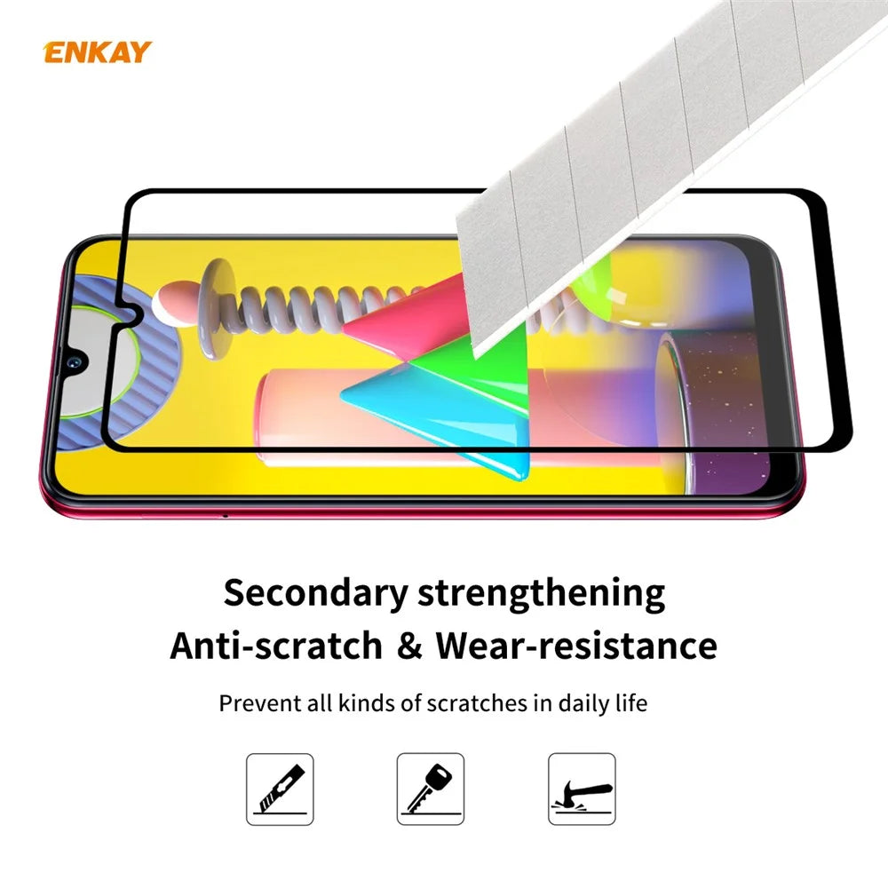 ENKAY HAT PRINCE Full Glue Full Size 0.26mm 9H 2.5D Tempered Glass Screen Protector for Samsung Galaxy M31 / Galaxy M21 - 5