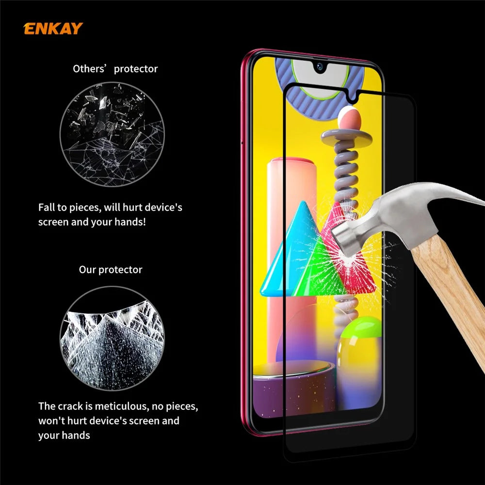 ENKAY HAT PRINCE Full Glue Full Size 0.26mm 9H 2.5D Tempered Glass Screen Protector for Samsung Galaxy M31 / Galaxy M21 - 7