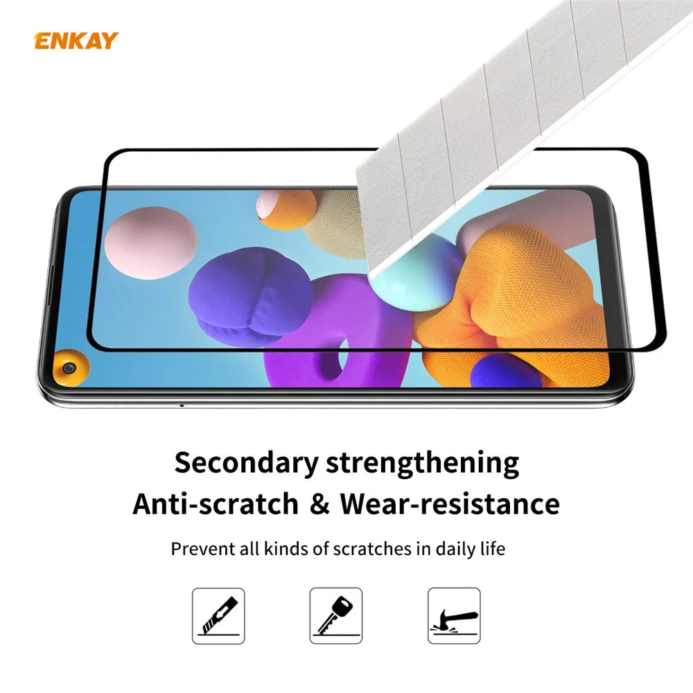 HAT PRINCE 2Pcs/Set Full Glue Full Size 0.26mm 9H 2.5D Tempered Glass Screen Film for Samsung Galaxy A21s - 5