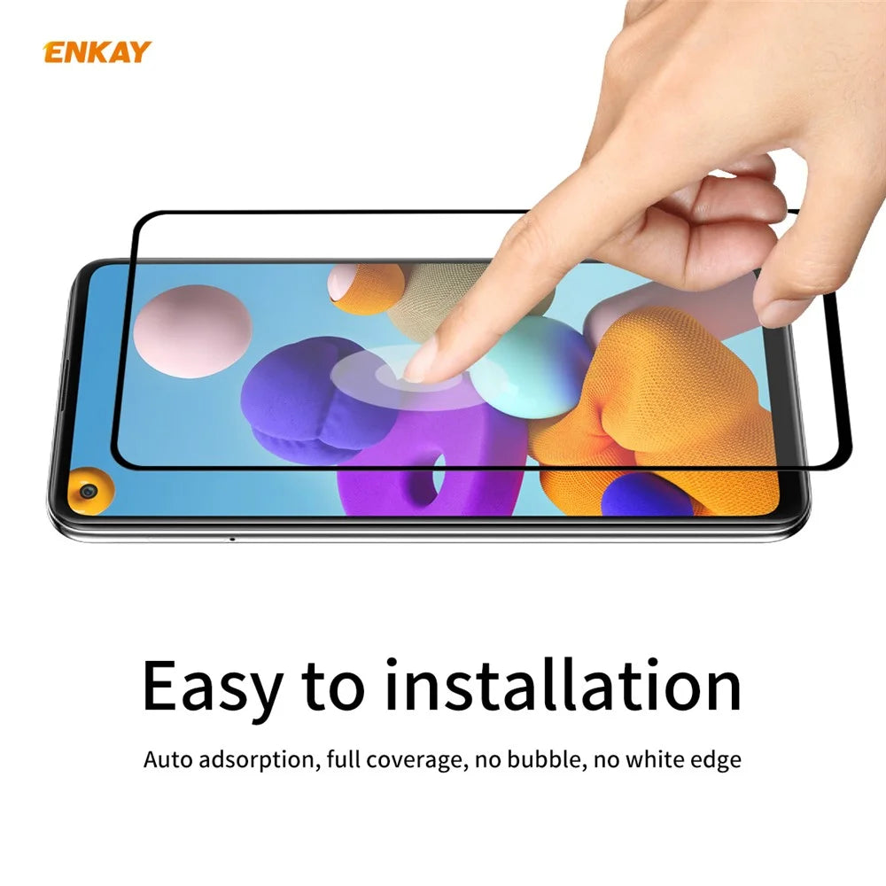 HAT PRINCE 2Pcs/Set Full Glue Full Size 0.26mm 9H 2.5D Tempered Glass Screen Film for Samsung Galaxy A21s - 6