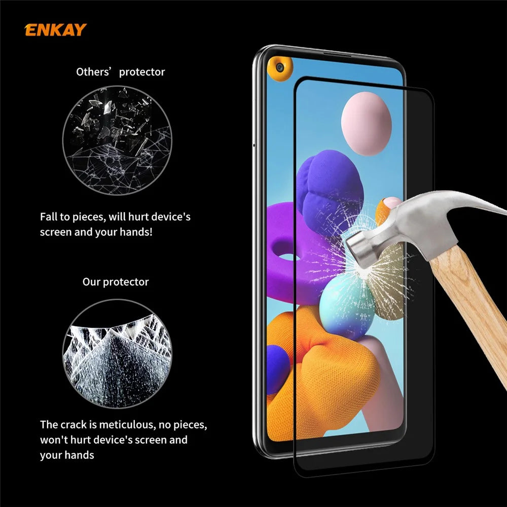 HAT PRINCE 2Pcs/Set Full Glue Full Size 0.26mm 9H 2.5D Tempered Glass Screen Film for Samsung Galaxy A21s - 7