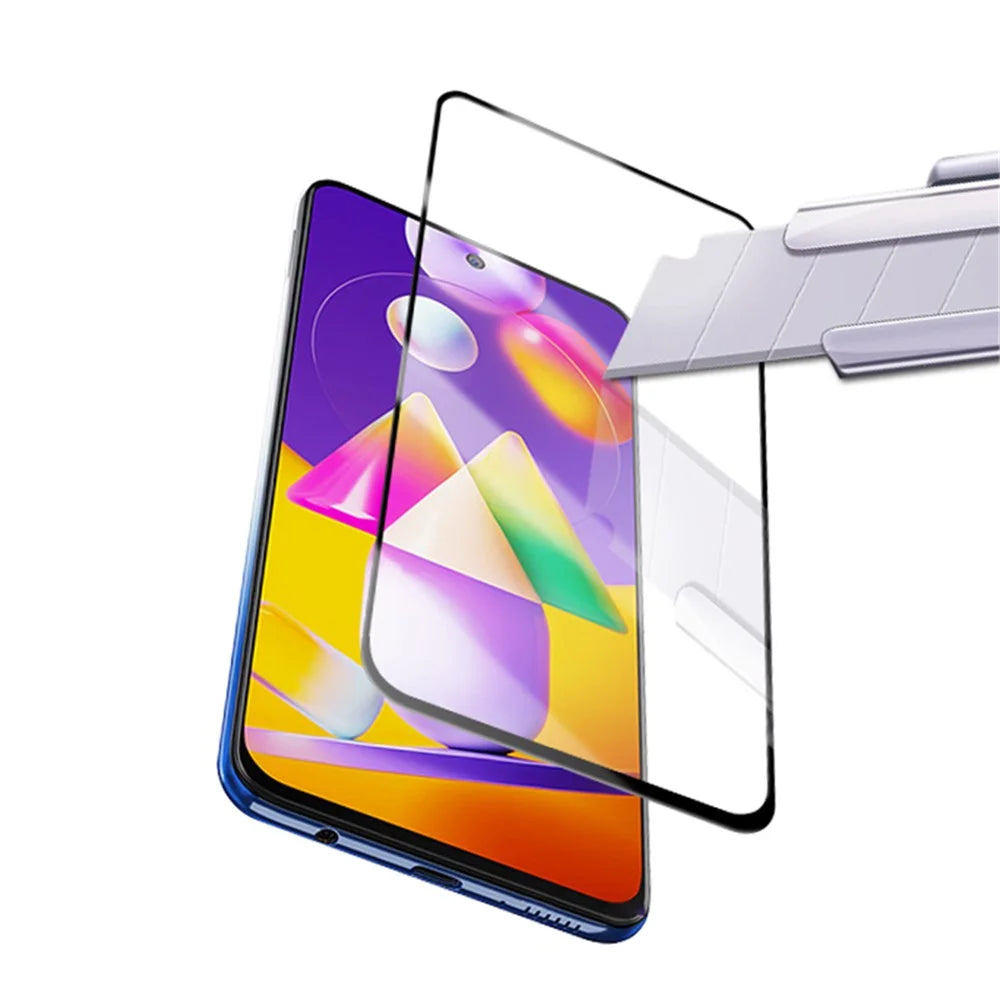 MOCOLO for Samsung Galaxy M31s [Full Glue] Silk Printing Tempered Glass Full Screen Film - Black - 3