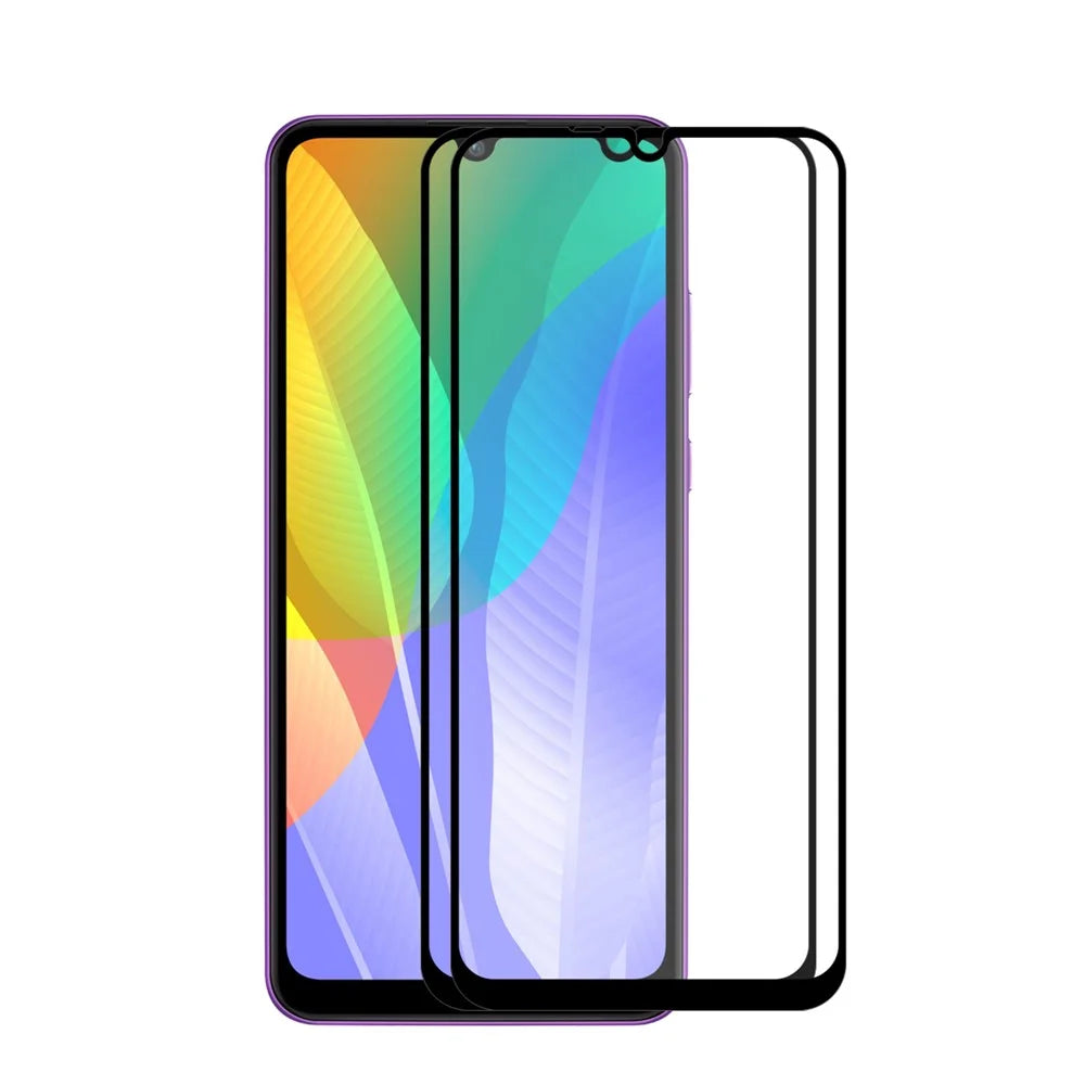 2PCS/Set HAT PRINCE Full Glue 0.26mm 9H 2.5D Arc Edge Full Size Tempered Glass Screen Film for Huawei Y6p - 1