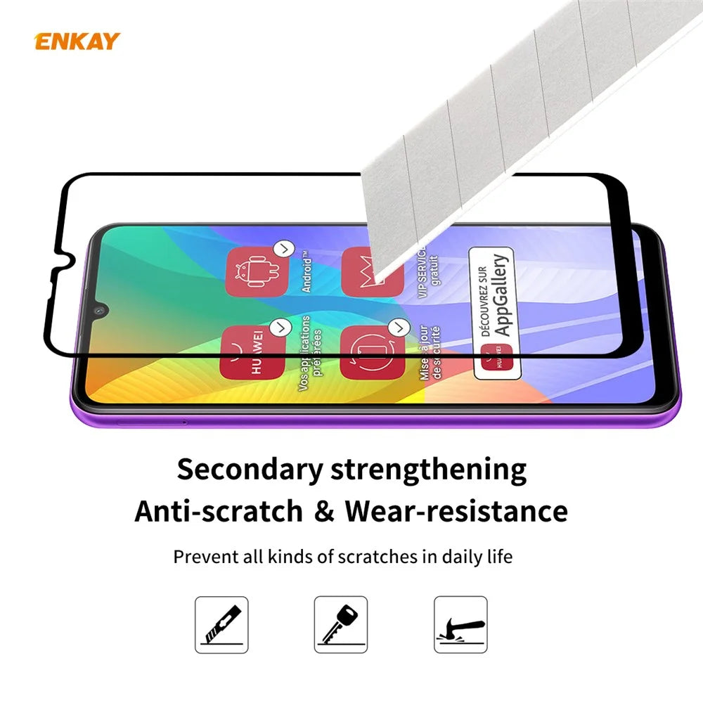 2PCS/Set HAT PRINCE Full Glue 0.26mm 9H 2.5D Arc Edge Full Size Tempered Glass Screen Film for Huawei Y6p - 5
