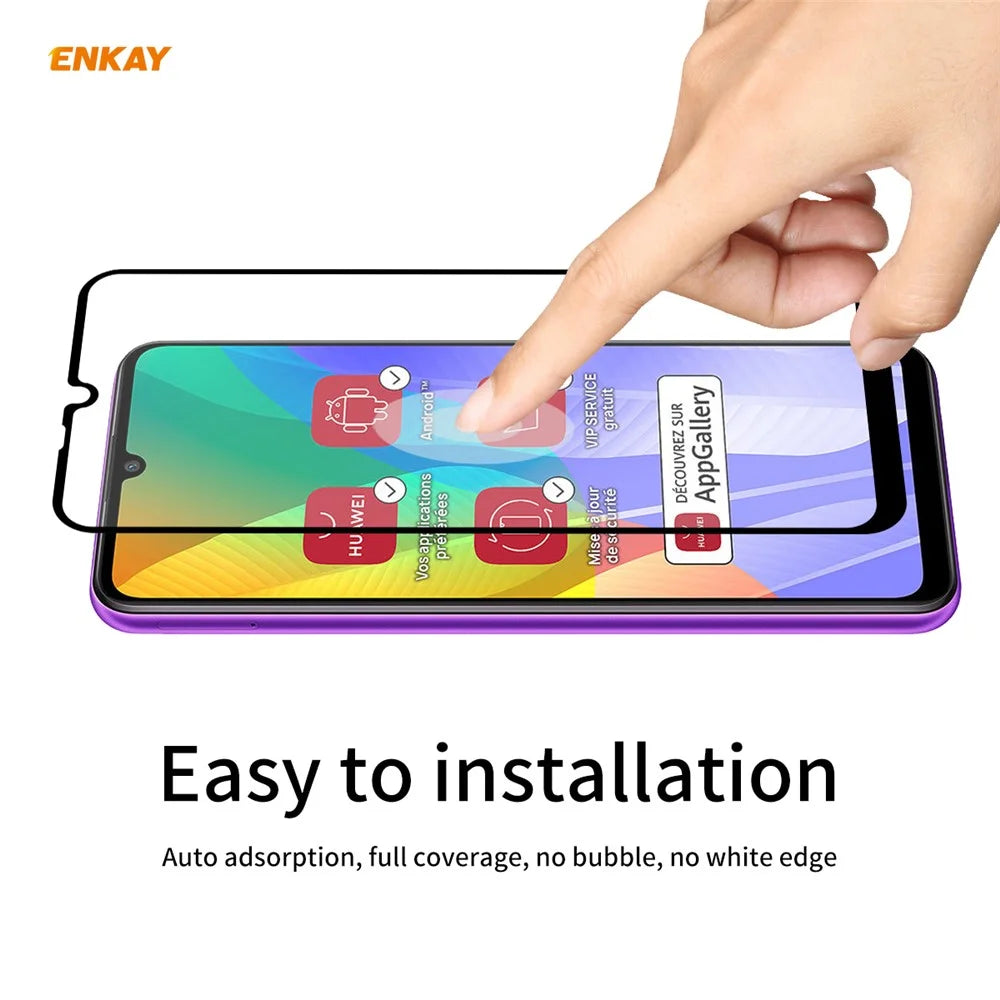 2PCS/Set HAT PRINCE Full Glue 0.26mm 9H 2.5D Arc Edge Full Size Tempered Glass Screen Film for Huawei Y6p - 6