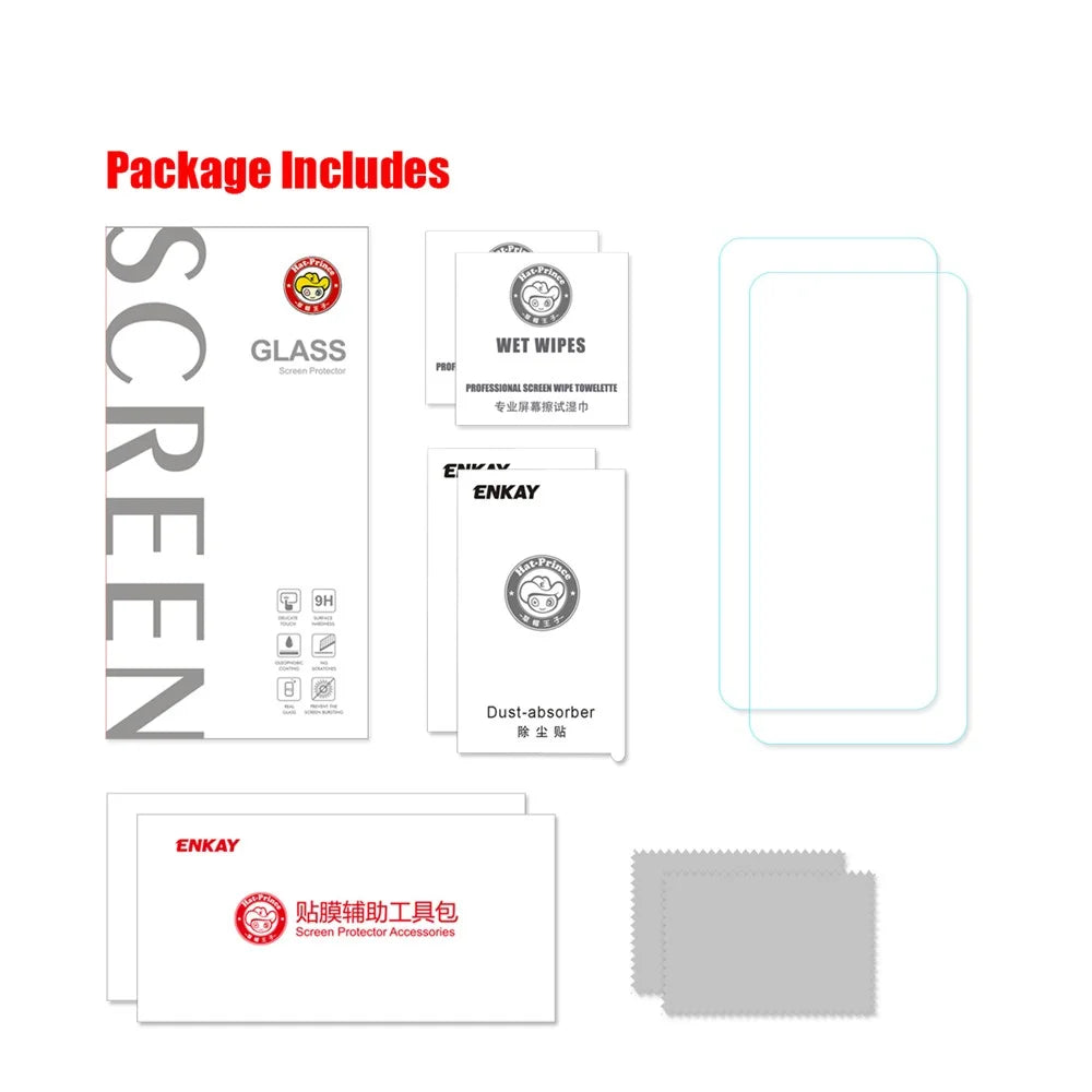 ENKAY 2Pcs/Set 0.26mm Full Screen Tempered Glass Screen Guard Films 9H 2.5D Arc Edge for OnePlus Nord - 7