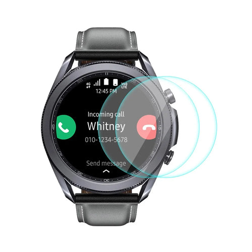 HAT PRINCE 2 Pcs/Set 0.2mm 9H 2.15D Arc Edge Tempered Glass Watch Screen Film for Samsung Galaxy Watch 3 45mm - 1
