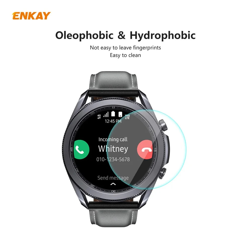 HAT PRINCE 2 Pcs/Set 0.2mm 9H 2.15D Arc Edge Tempered Glass Watch Screen Film for Samsung Galaxy Watch 3 45mm - 4