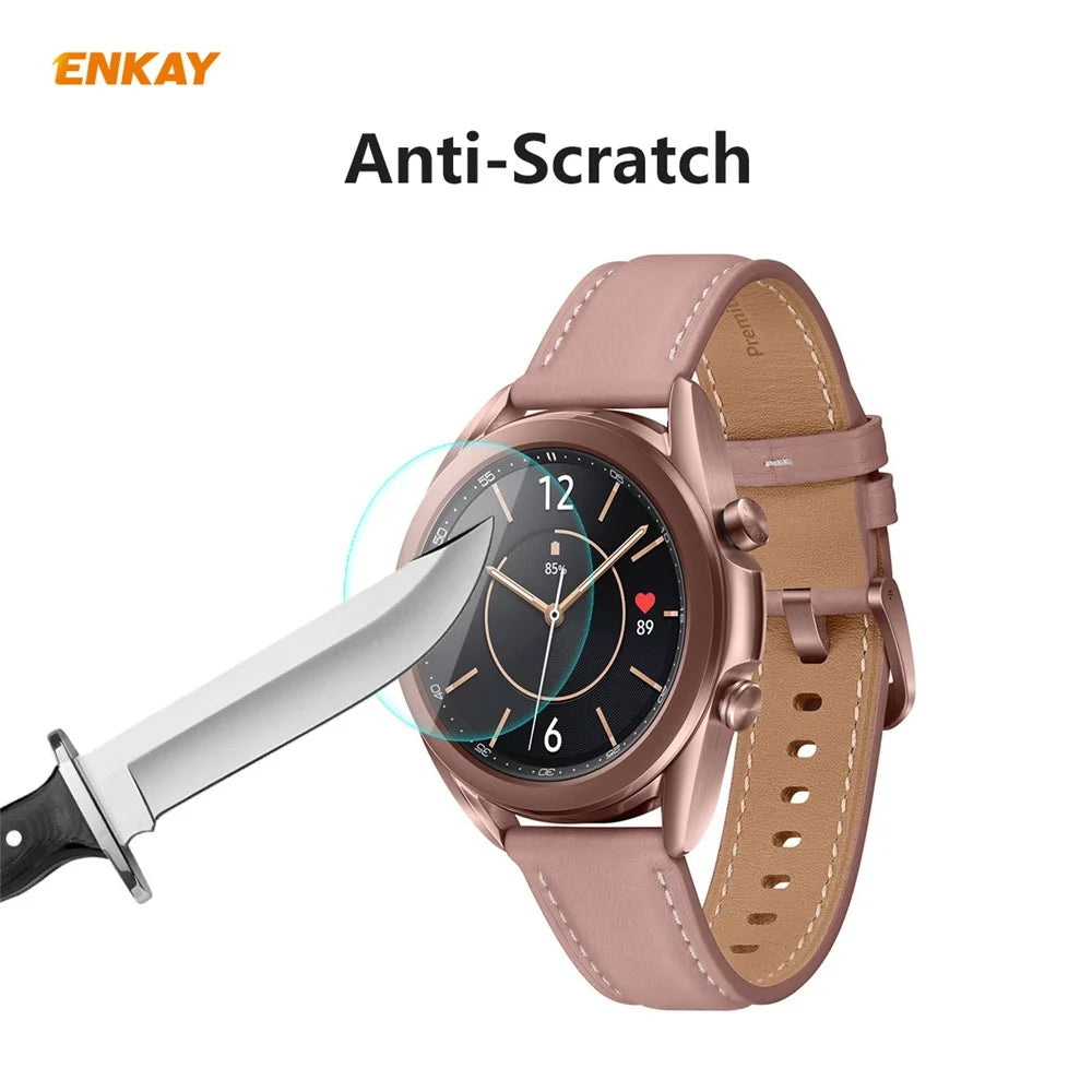 HAT PRINCE 2 Pcs/Set 0.2mm 9H 2.15D Arc Edge Tempered Glass Watch Screen Film for Samsung Galaxy Watch 3 45mm - 5