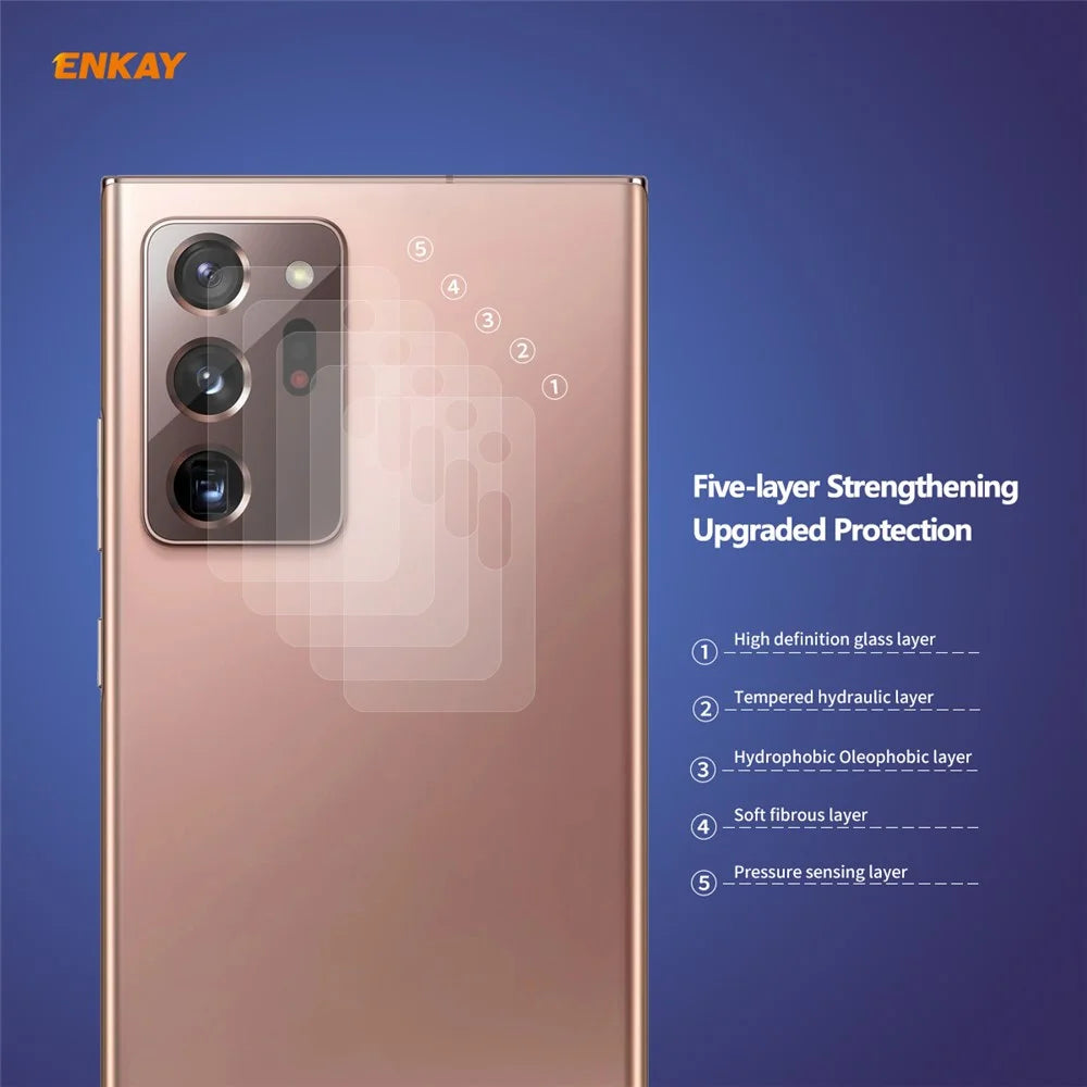 ENKAY HAT PRINCE 2Pcs for Samsung Galaxy Note20 Ultra/20 Ultra 5G [0.2mm 9H 2.15D Arc Edges] Tempered Glass Camera Lens Films - 2