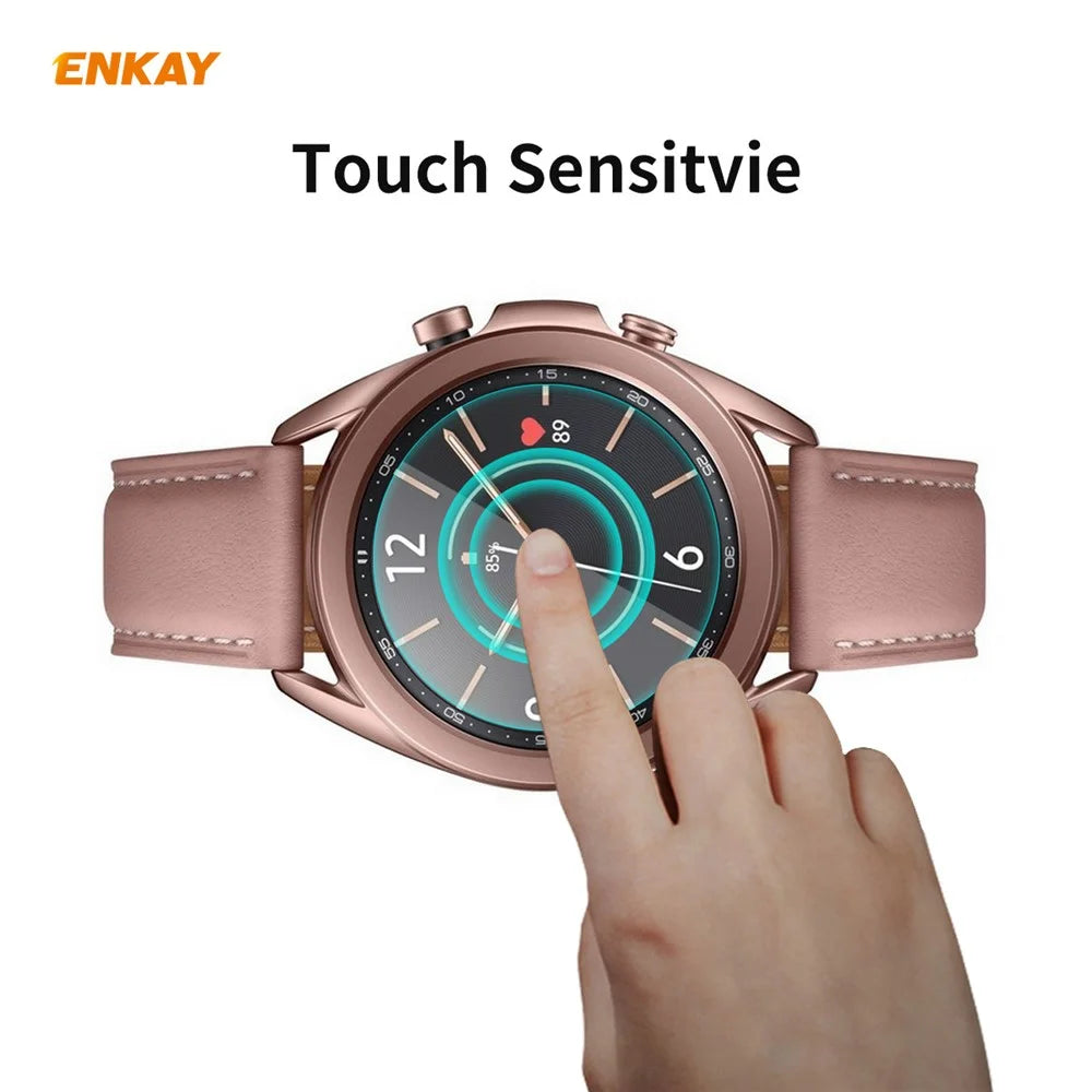 HAT PRINCE 2 Pcs/Set 0.2mm 9H 2.15D Arc Edge Tempered Glass Watch Screen Film for Samsung Galaxy Watch 3 41mm - 3